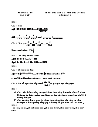 Đề thi Học sinh giỏi môn Toán Lớp 6 - Năm học 2017-2018 - Phòng Giáo dục và đào tạo Giao Thủy (Có đáp án)