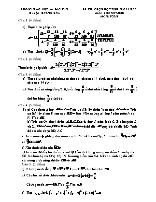 Đề thi Học sinh giỏi môn Toán Lớp 6 - Năm học 2017-2018 - Phòng Giáo dục và đào tạo huyện Hoằng Hóa (Có đáp án)
