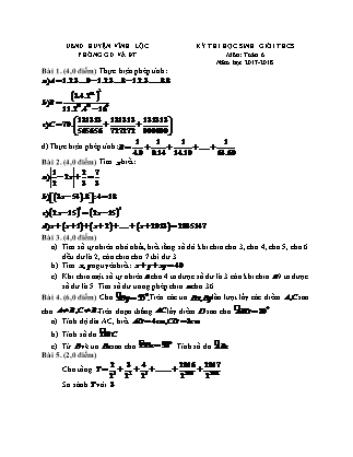 Đề thi Học sinh giỏi môn Toán Lớp 6 - Năm học 2017-2018 - Phòng Giáo dục và đào tạo huyện Vĩnh Lộc (Có đáp án)