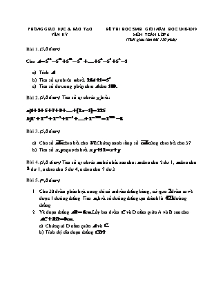 Đề thi Học sinh giỏi môn Toán Lớp 6 - Năm học 2018-2019 - Phòng Giáo dục và đào tạo Yên Kỳ (Có đáp án)