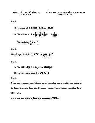 Đề thi Học sinh giỏi môn Toán Lớp 6 - Năm học 2018-2019 - Phòng Giáo dục và đào tạo huyện Giao Thủy (Có đáp án)