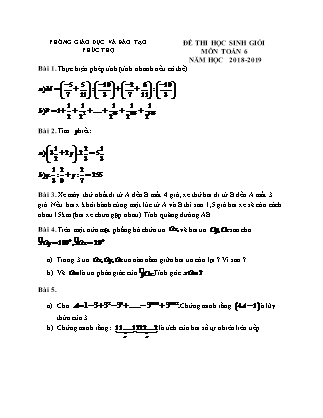 Đề thi Học sinh giỏi môn Toán Lớp 6 - Năm học 2018-2019 - Phòng Giáo dục và đào tạo Phúc Thọ (Có đáp án)