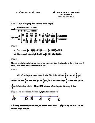 Đề thi Học sinh giỏi môn Toán Lớp 6 - Năm học 2018-2019 - Trường THCS Phú Lương (Có đáp án)