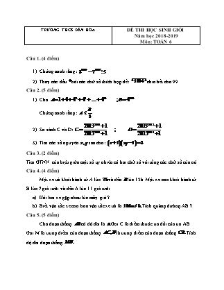 Đề thi học sinh giỏi môn Toán Lớp 6 - Năm học 2018-2019 - Trường THCS Dân Hòa (Có đáp án)