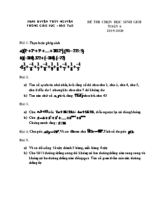 Đề thi Học sinh giỏi môn Toán Lớp 6 - Năm học 2019-2020 - Phòng Giáo dục và đào tạo huyện Thủy Nguyên (Có đáp án)