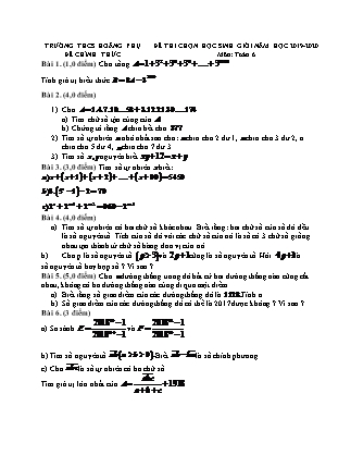Đề thi học sinh giỏi môn Toán Lớp 6 - Năm học 2019-2020 - Trường THCS Hoằng Phụ (Có đáp án)