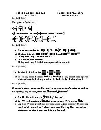 Đề thi Học sinh giỏi Toán Lớp 6 - Năm học 2018-2019 - Phòng Giáo dục và đào tạo Lập Thạch (Có đáp án)