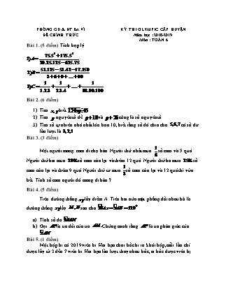 Đề thi Olympic cấp huyện môn Toán Lớp 6 - Năm học 2018-2019 - Phòng Giáo dục và đào tạo huyện Ba Vì (Có đáp án)