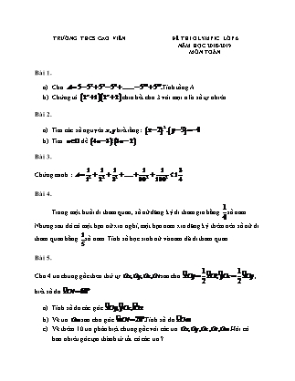 Đề thi Olympic môn Toán Lớp 6 - Năm học 2018-2019 - Trường THCS Cao Viên (Có đáp án)