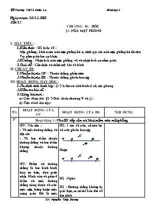 Giáo án Hình học Lớp 6 - Chương 2: Góc - Nguyễn Thùy Dương