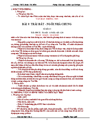 Giáo án Ngữ văn Lớp 6 - Tiết 13 đến 134 - Nguyễn Ngọc Quế