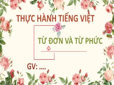 Bài giảng Ngữ văn Lớp 6 (Sách Cánh diều) - Bài 1, Tiết 2: Thực hành Tiếng Việt: Từ đơn và từ phức