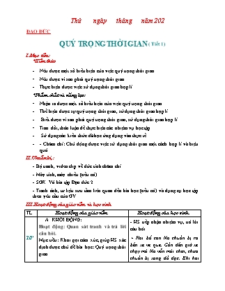 Kế hoạch bài dạy Đạo đức Lớp 2 Chân trời sáng tạo - Bài 1: Quý trọng thời gian