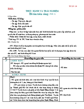 Kế hoạch bài dạy Toán Lớp 2 Chân trời sáng tạo - Tuần 18