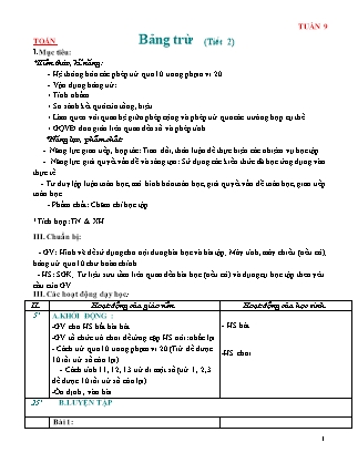 Kế hoạch bài dạy Toán Lớp 2 Chân trời sáng tạo - Tuần 9