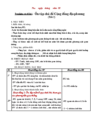 Kế hoạch bài dạy Tự nhiên và xã hội Lớp 2 Chân trời sáng tạo - Tuần 14