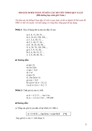 30 Bài toán về dãy các số viết theo quy luật (bồi dưỡng học sinh giỏi toán )