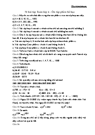 70 Bài tập Toán Lớp 6 – Ôn tập phần Số học
