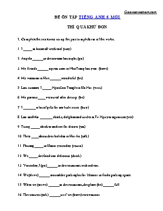 Bài tập môn Tiếng Anh Lớp 6 - Thì quá khứ đơn