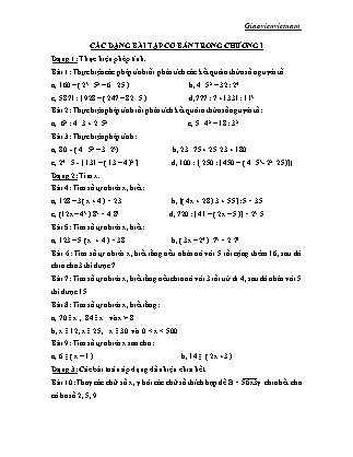 Bài tập Toán Lớp 6 - Các dạng bài tập cơ bản trong chương 1