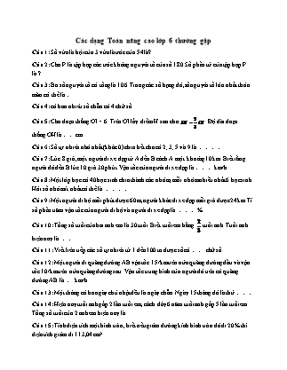 Bài tập Toán Lớp 6 - Các dạng Toán nâng cao lớp 6 thường gặp