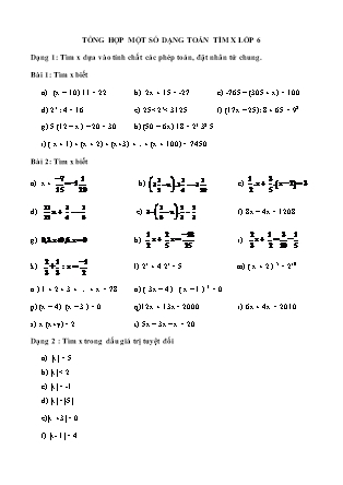 Bài tập Toán Lớp 6 - Dạng Toán tìm x