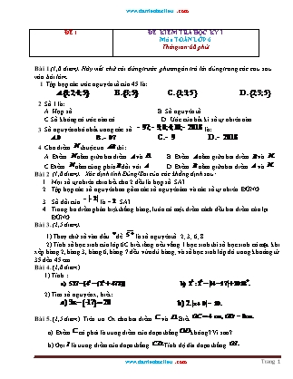 Bộ đề kiểm tra học kỳ 1 Lớp 6 môn Toán (Có đáp án)