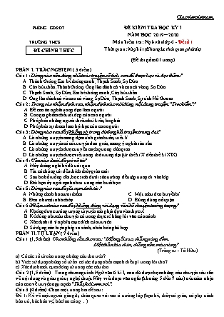 Bộ đề thi học kì 1 Lớp 6 môn Ngữ văn (Có đáp án) - Năm học 2019-2020