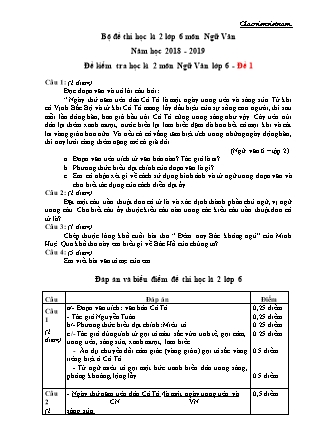 Bộ đề thi học kì 2 Lớp 6 môn Ngữ Văn - Năm học 2018-2019