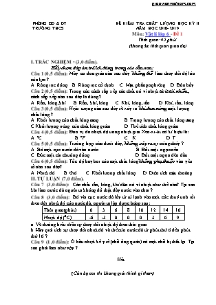 Bộ đề thi học kì 2 môn Vật lí Lớp 6 (Có đáp án) - Năm học 2018-2019