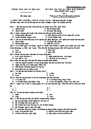 Bộ đề thi học kì I môn Ngữ Văn Lớp 6 (Có đáp án) - Năm học 2018-2019