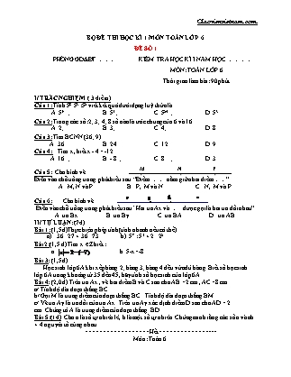 Bộ đề thi học kì I môn Toán Lớp 6 (Có đáp án) - Năm học 2019-2020