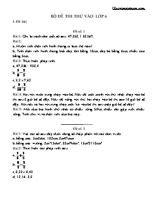 Bộ đề thi thử vào Lớp 6 môn Toán