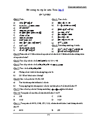 Đề cương ôn tập hè môn Toán Lớp 6