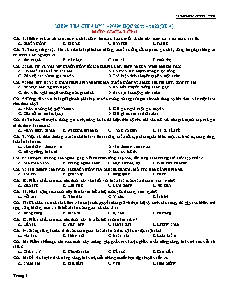 Đề thi giữa học kì 1 môn Giáo dục công dân Lớp 6 - Đề 4 (Có đáp án) - Năm học 2022-2023