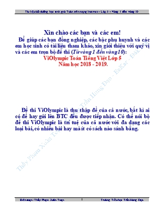 Đề thi Violympic môn Toán Lớp 5 trọn bộ - Năm học 2018-2019