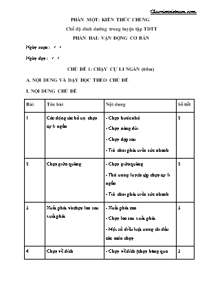 Giáo án môn Thể dục Lớp 6 sách Kết nối tri thức - Chương trình cả năm