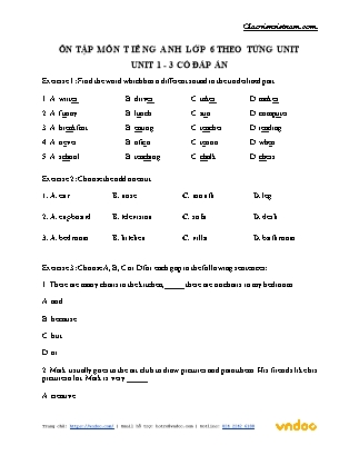 Ôn tập môn Tiếng Anh Lớp 6 theo từng Unit - Unit 1-3
