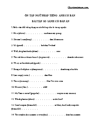 Ôn tập ngữ pháp Tiếng Anh cơ bản - Bài tập so sánh (Có đáp án)