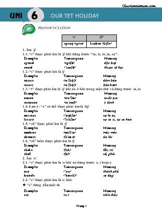 Ôn tập Tiếng Anh Lớp 6 Global success - Unit 6: Our tet holiday