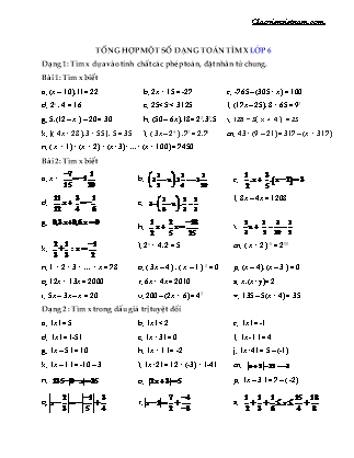 Tổng hợp một số dạng Toán tìm x Lớp 6