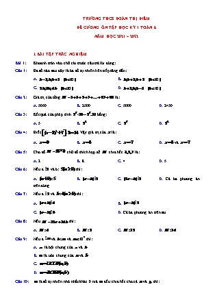 Đề cương giữa học kỳ 1 môn Toán Lớp 6 - Năm học 2021-2022 - Trường THCS Đoàn Thị Điểm