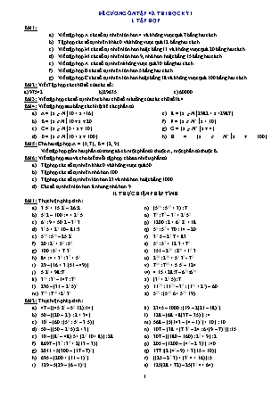 Đề cương ôn tập và thi học kỳ I môn Toán Lớp 6