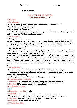 Giáo án Đại số Lớp 6 (Sách Cánh Diều) - Chương 2 - Bài 2: Tập hợp số nguyên