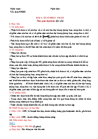 Giáo án Đại số Lớp 6 (Sách Cánh Diều) - Chương 5 - Bài 9: Tỉ số phần trăm