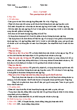 Giáo án Đại số Lớp 6 (Sách Cánh Diều) - Chương I - Bài 1: Tập hợp Giáo án Đại số Lớp 6 (Sách Cánh Diều) - Chương I - Bài 1: Tập hợp