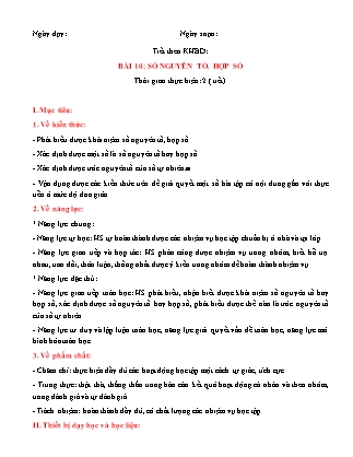 Giáo án Đại số Lớp 6 (Sách Cánh Diều) - Chương I - Bài 10: Số nguyên tố. Hợp số
