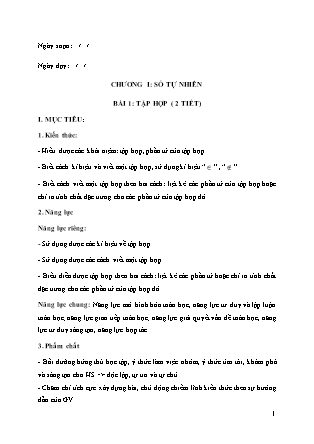 Giáo án Đại số Lớp 6 (Sách Cánh Diều) - Học kì I