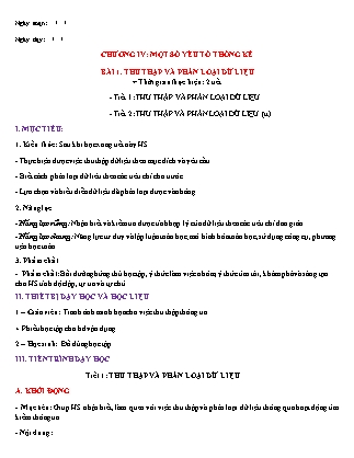 Giáo án Đại số Lớp 6 (Sách Chân trời sáng tạo) - Chương 4 - Bài 1: Thu thập và phân loại dữ liệu (2 tiết)