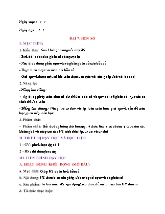 Giáo án Đại số Lớp 6 (Sách Chân trời sáng tạo) - Chương 5 - Bài 7: Hỗn số